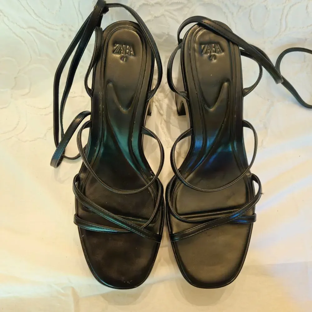 ZARA Black Y2K Strappy Platform Heels EU 41